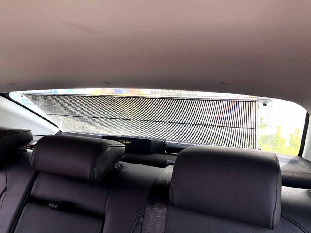 the led sign attached on car