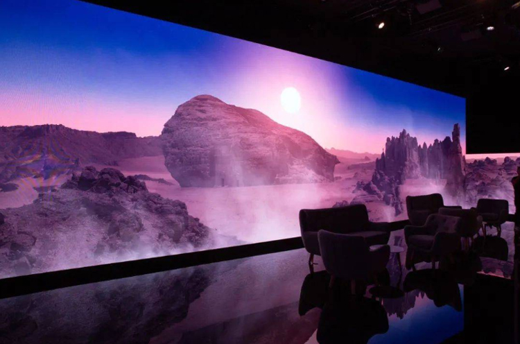 LED screen presents the landscape in North-west in Saudi Arabia to the conference